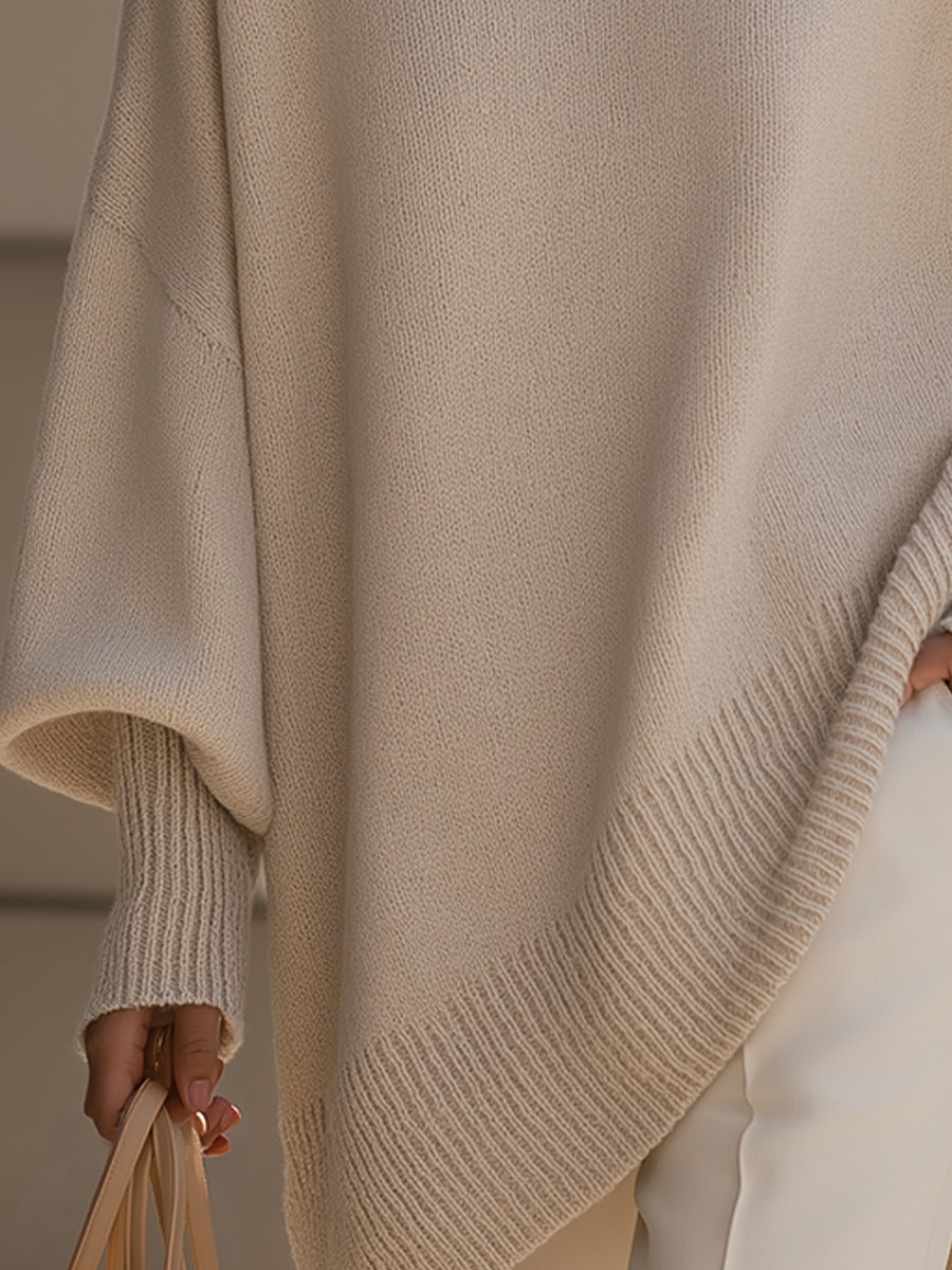Women's Oversized Jumper - Wide-Neck Knit Top