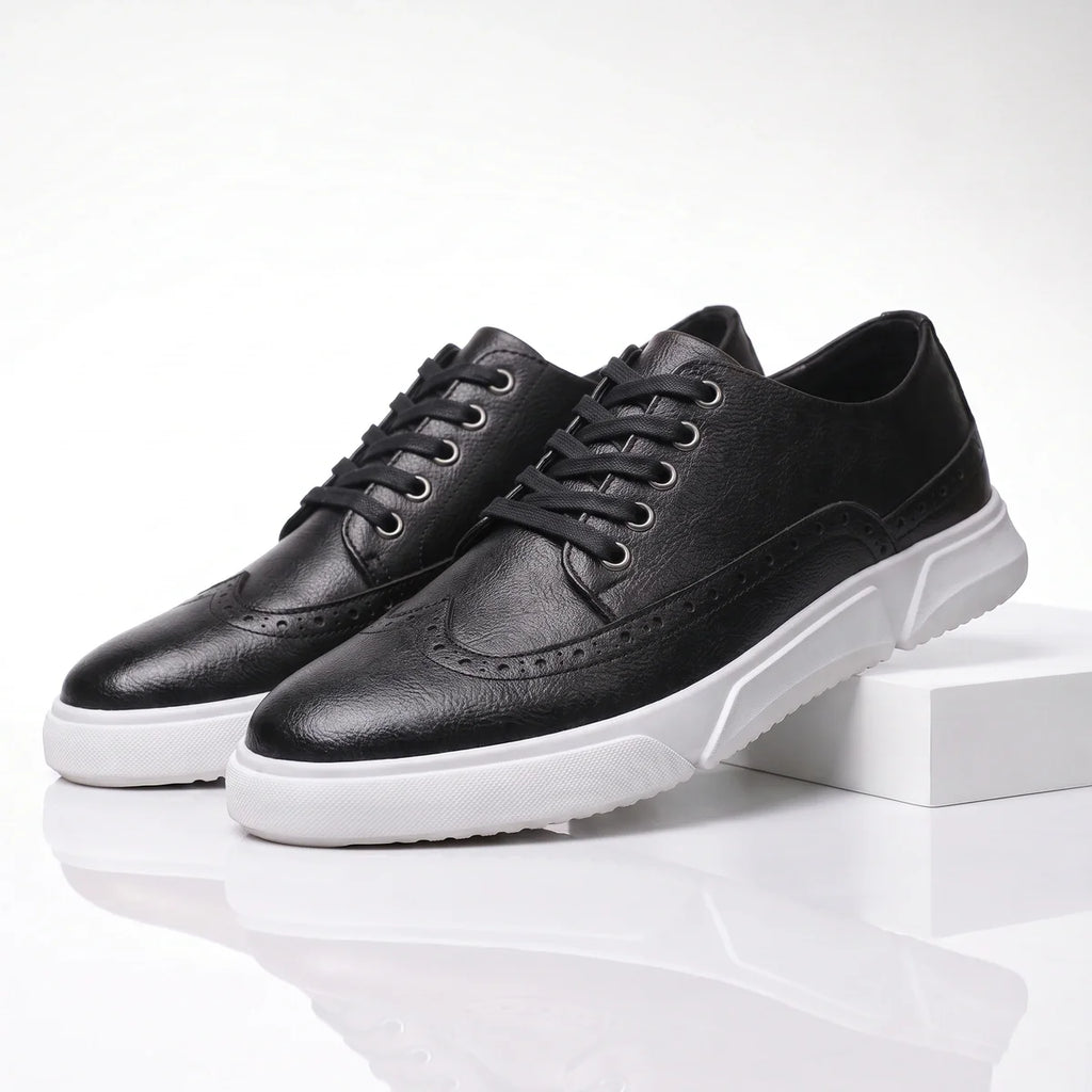 Men's Brogue Trainers- Contrast-Sole Wingtip Shoes
