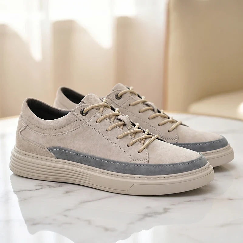 Men's Lace-Up Trainers- Suede-Look Panelled Upper