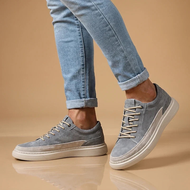 Men's Lace-Up Trainers- Suede-Look Panelled Upper