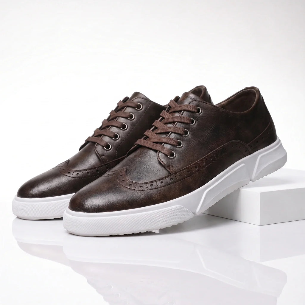 Men's Brogue Trainers- Contrast-Sole Wingtip Shoes