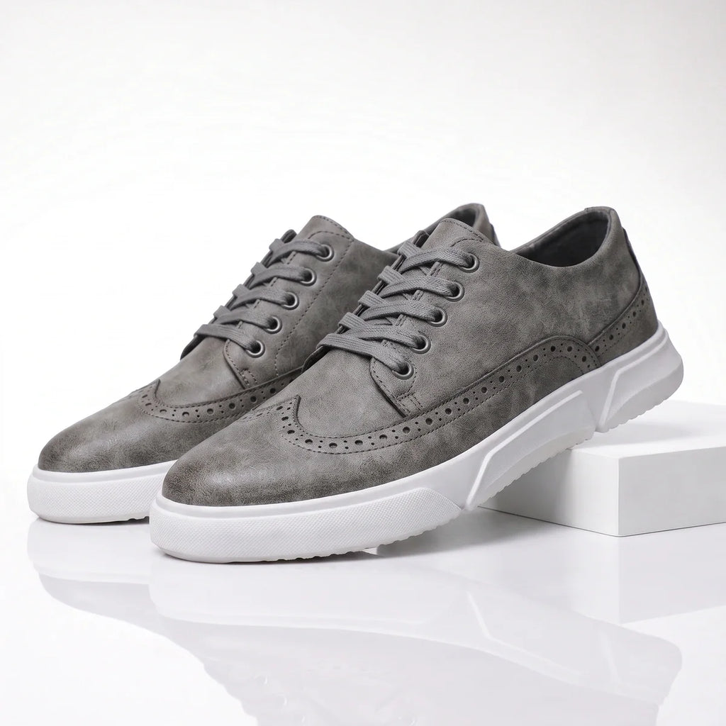 Men's Brogue Trainers- Contrast-Sole Wingtip Shoes