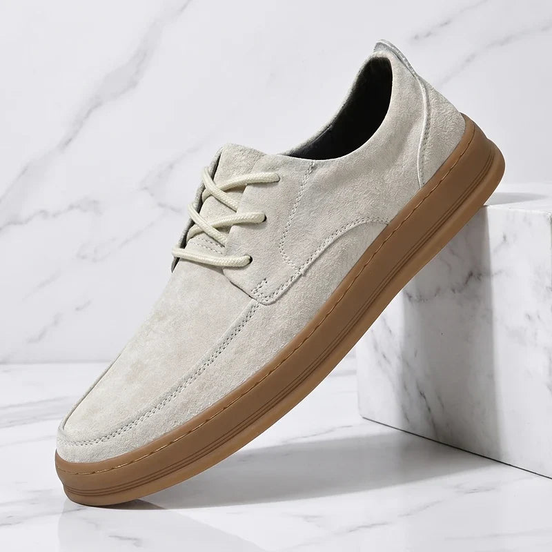 Men's Low-Top Trainers- Suede-Look Upper and Gum-Tone Sole