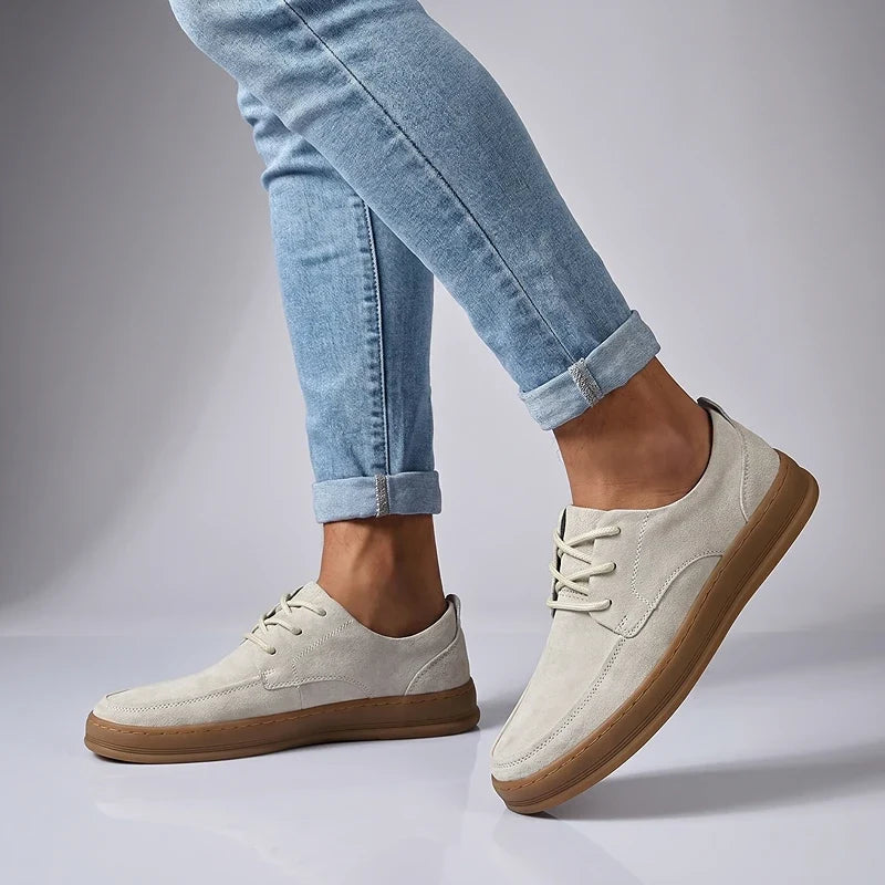 Men's Low-Top Trainers- Suede-Look Upper and Gum-Tone Sole