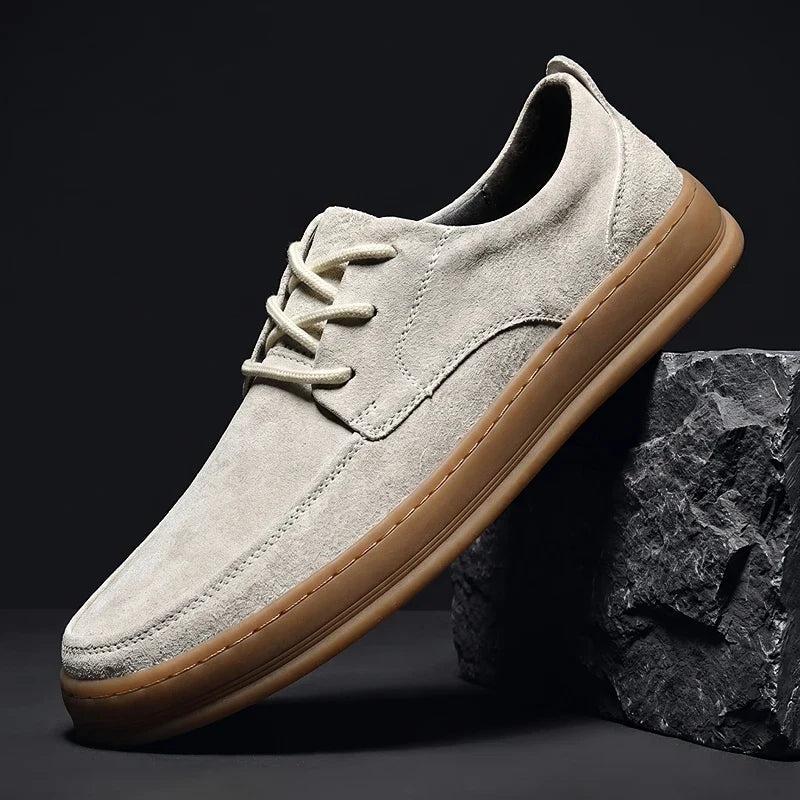 Men's Low-Top Trainers- Suede-Look Upper and Gum-Tone Sole