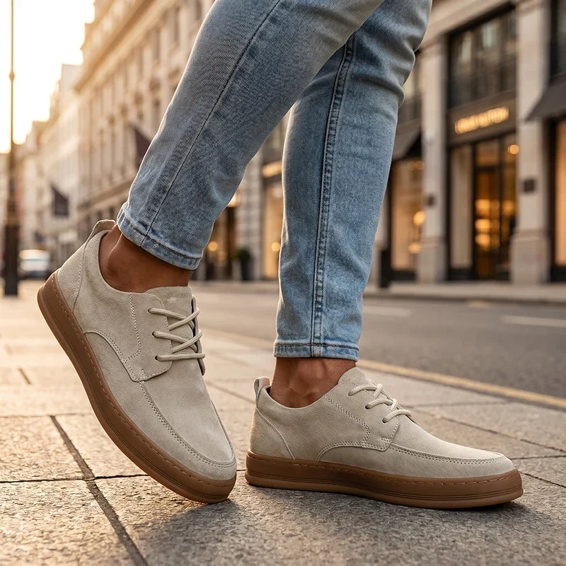 Men's Low-Top Trainers- Suede-Look Upper and Gum-Tone Sole