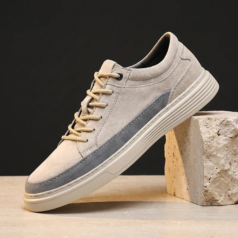 Men's Lace-Up Trainers- Suede-Look Panelled Upper