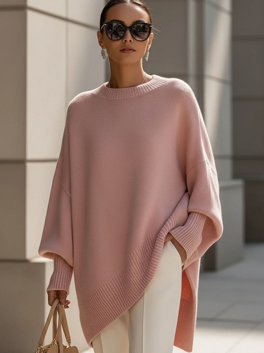 Women's Oversized Jumper - Wide-Neck Knit Top
