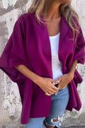 Women's Oversized Cape Coat- Notched Collar