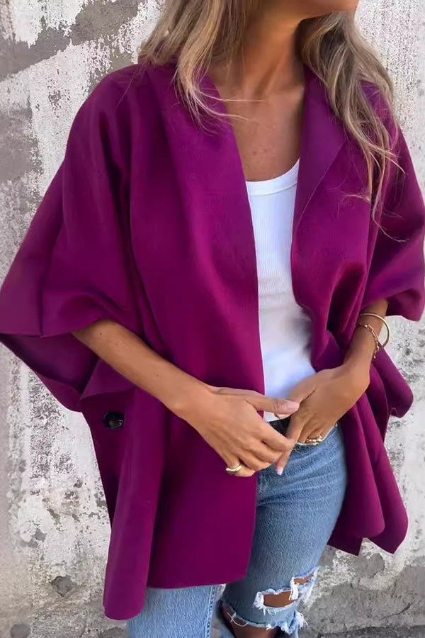 Women's Oversized Cape Coat- Notched Collar