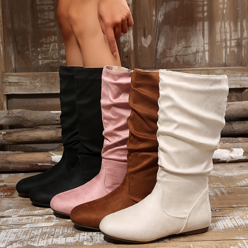 Women's Mid-Calf Boots- Slouch Shaft