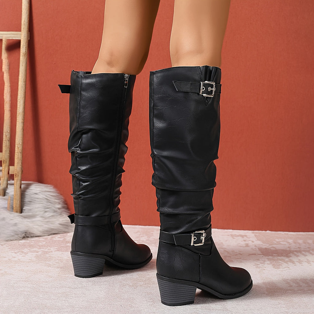 Women's Tall Boots - Slouch Shaft and Buckle