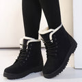 Women's Lace-Up Ankle Boots - Lined Flat Winter Shoes