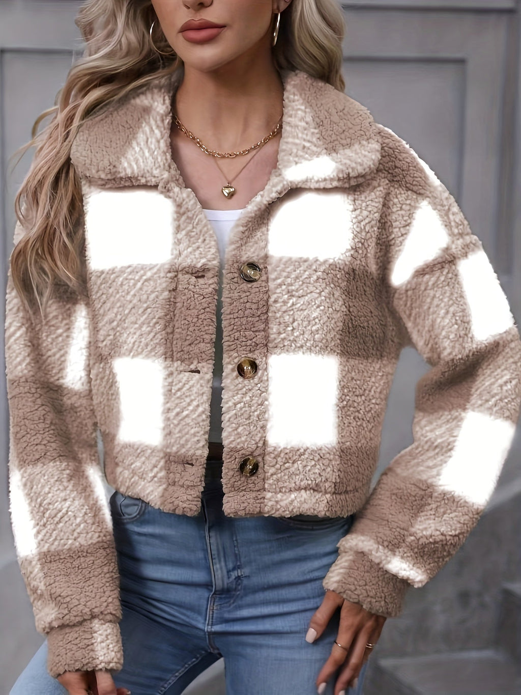 Women's Cropped Check Jacket