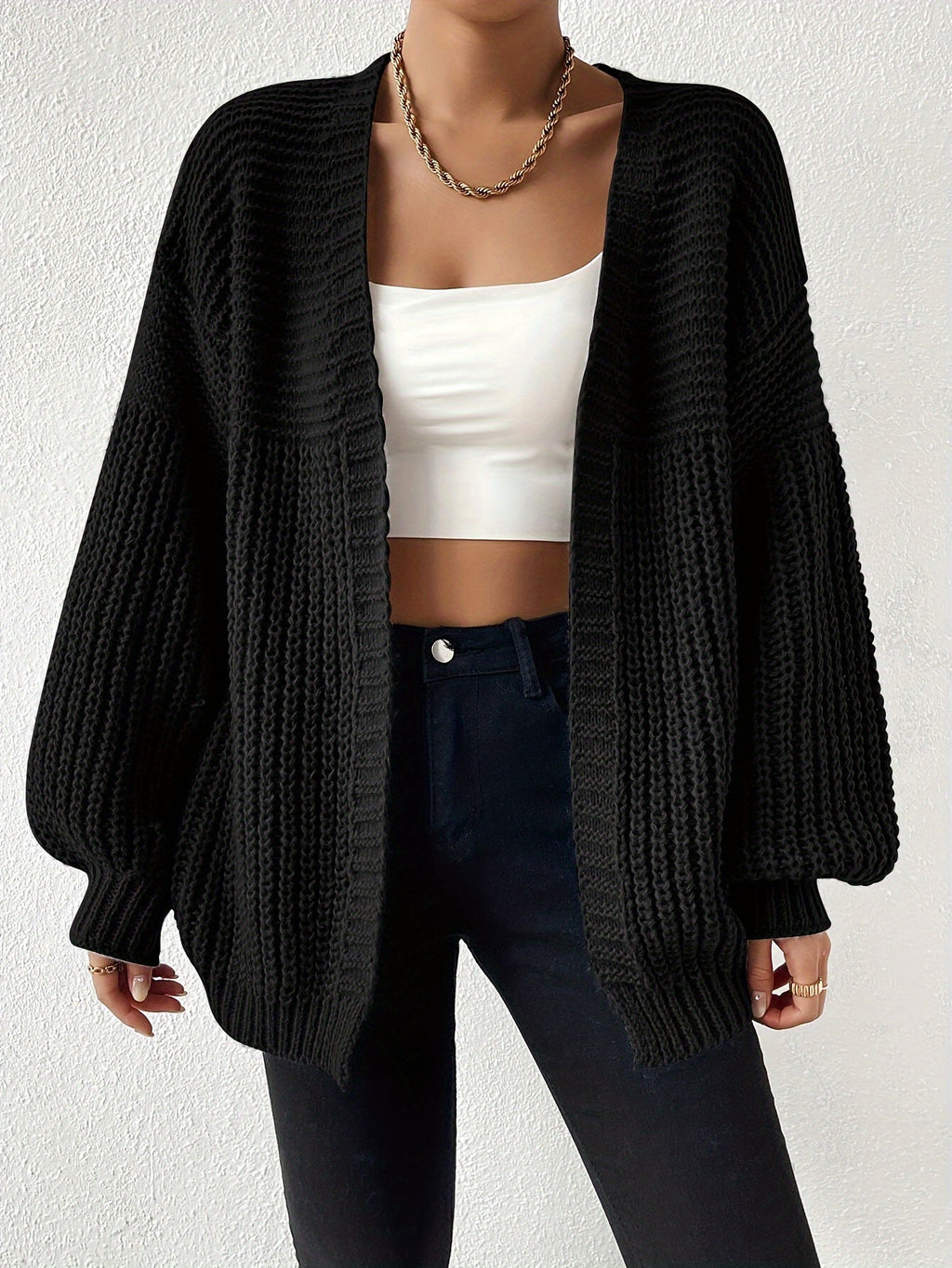 Women's Chunky-Knit Cardigan - Open Front