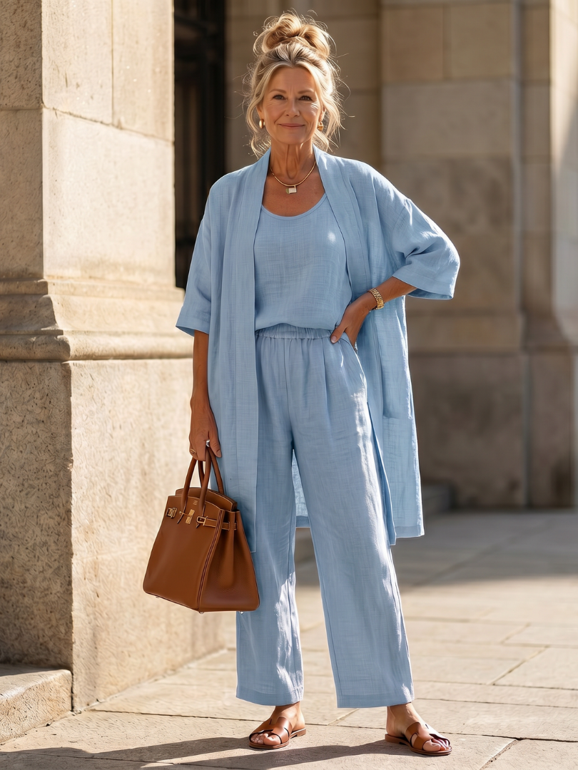 Women's Three-Piece Trouser Set- Relaxed Fit