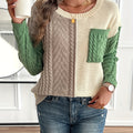 Women's Colour-Block Cable-Knit Jumper