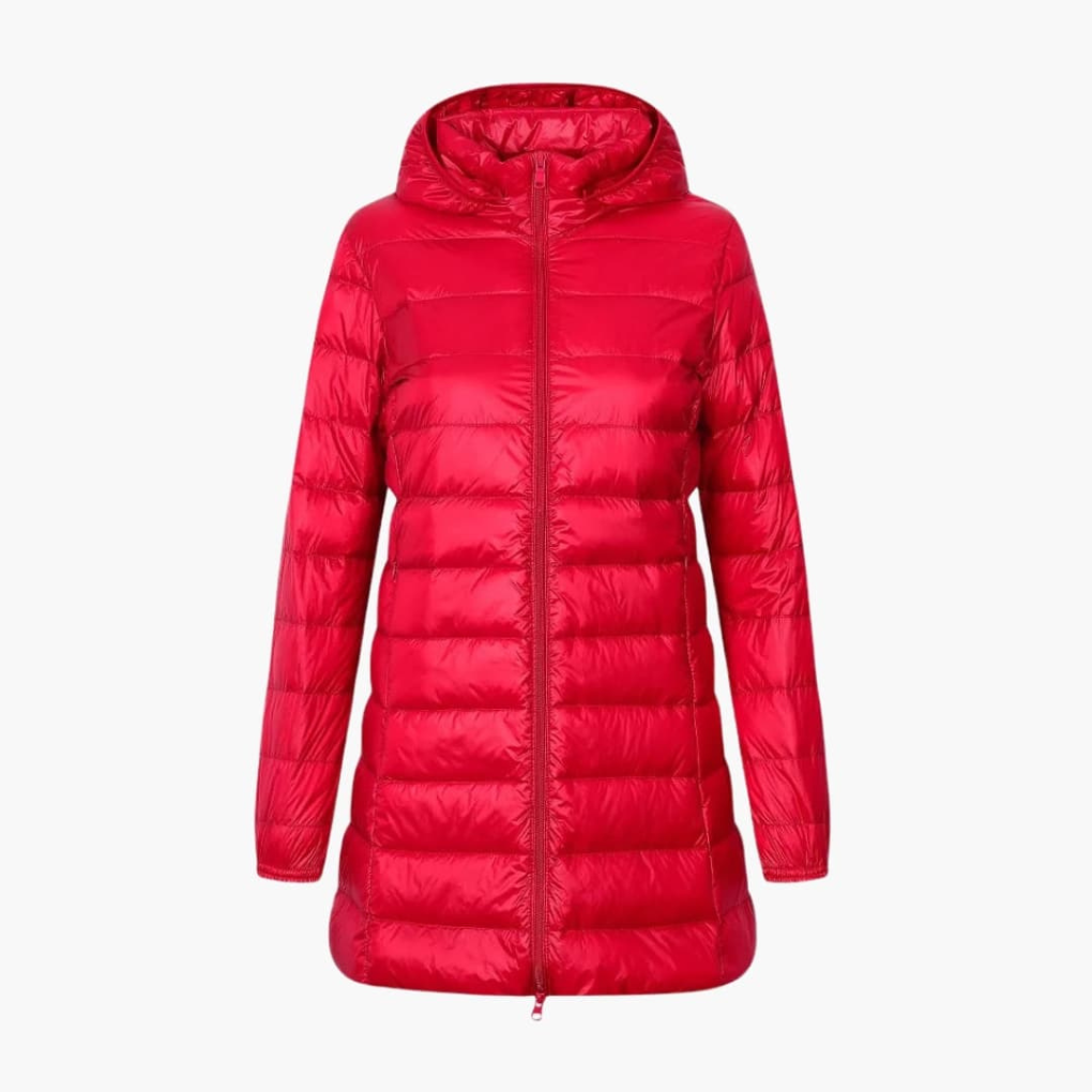 Women's Longline Hooded Puffer Jacket with Quilted Finish
