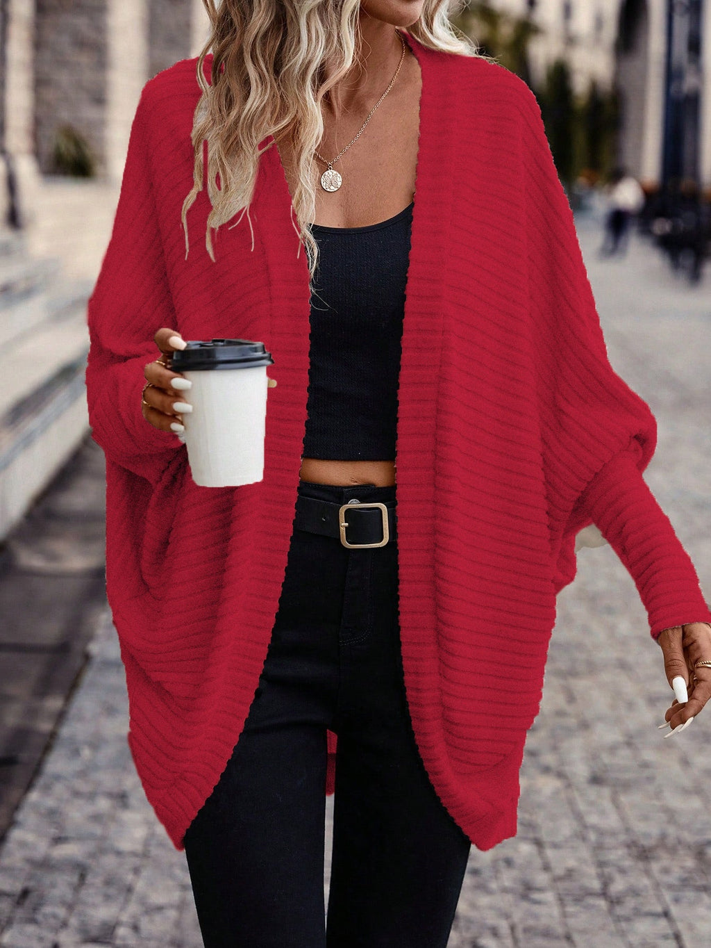Women's Long Open-Front Cardigan - Relaxed Fit