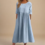 Miranda | Women's Mid-Sleeve Midi Dress