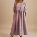 Miranda | Women's Mid-Sleeve Midi Dress