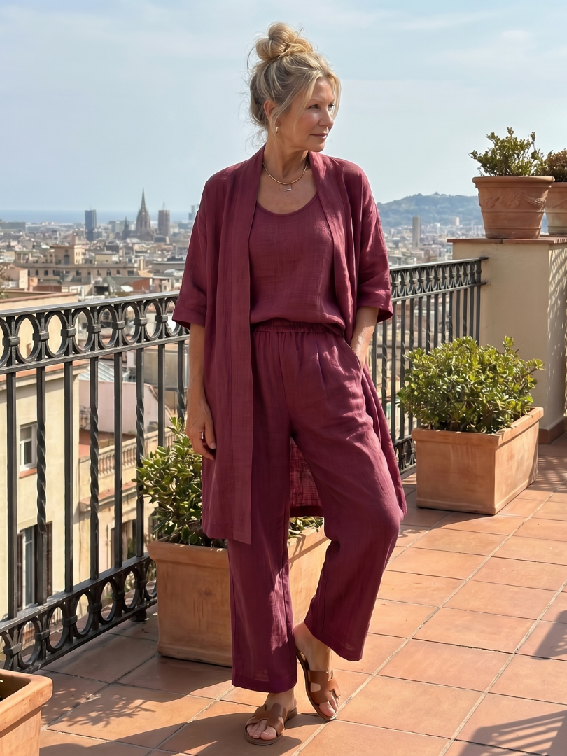 Women's Three-Piece Trouser Set- Relaxed Fit