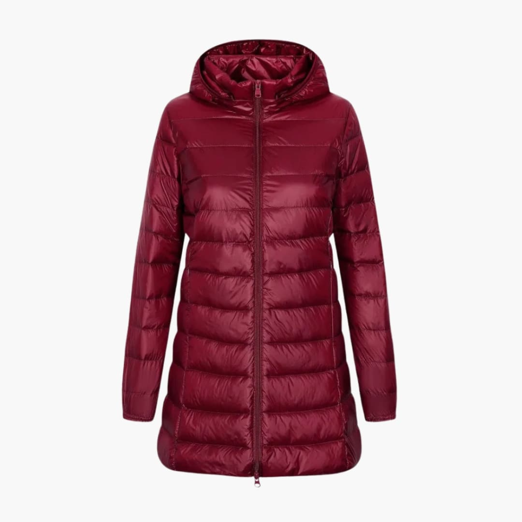 Women's Longline Hooded Puffer Jacket with Quilted Finish
