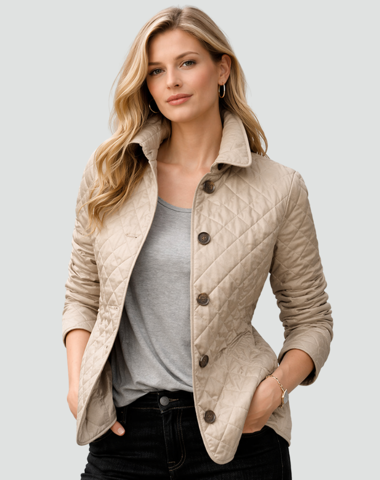 Women's Quilted Jacket - Button-Front Mid-Season Coat