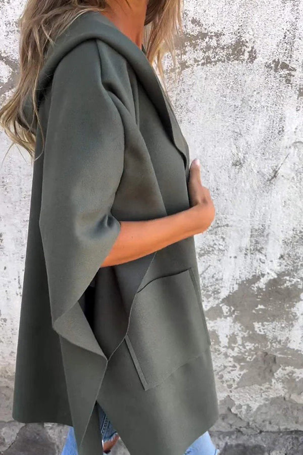 Women's Oversized Cape Coat- Notched Collar