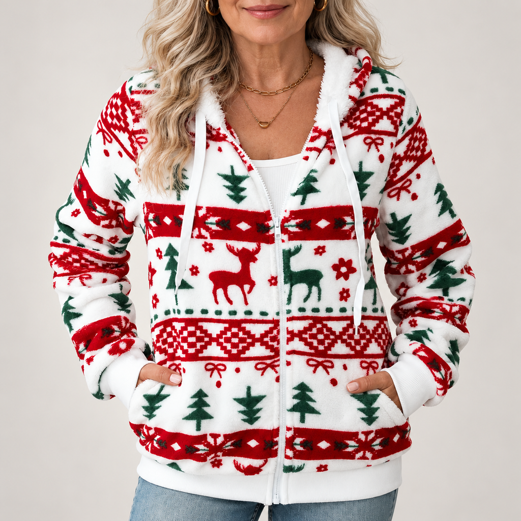 Women's Christmas Hooded Cardigan- Zip Front – main product image