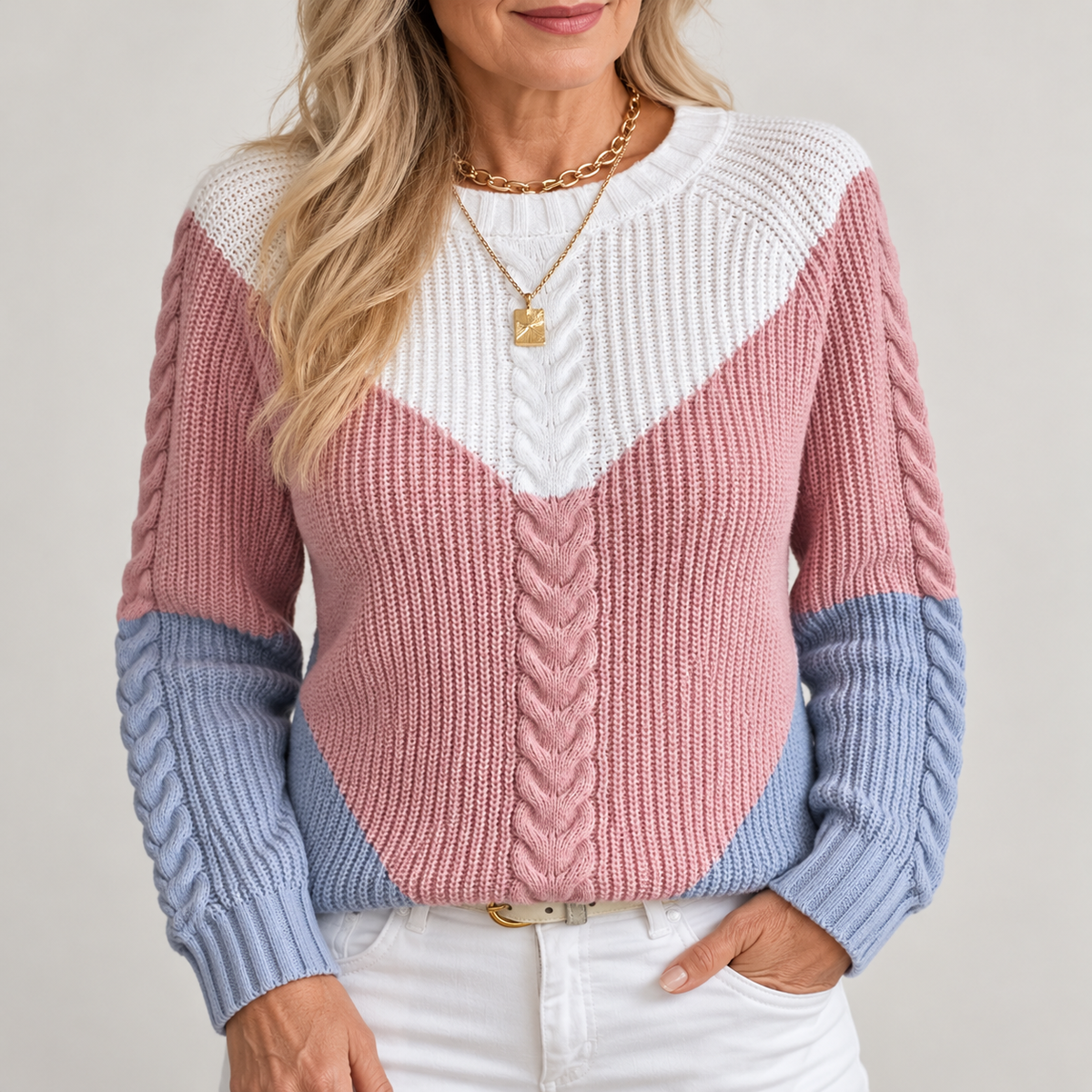 Women's Colour-Block Knit Jumper – main product image