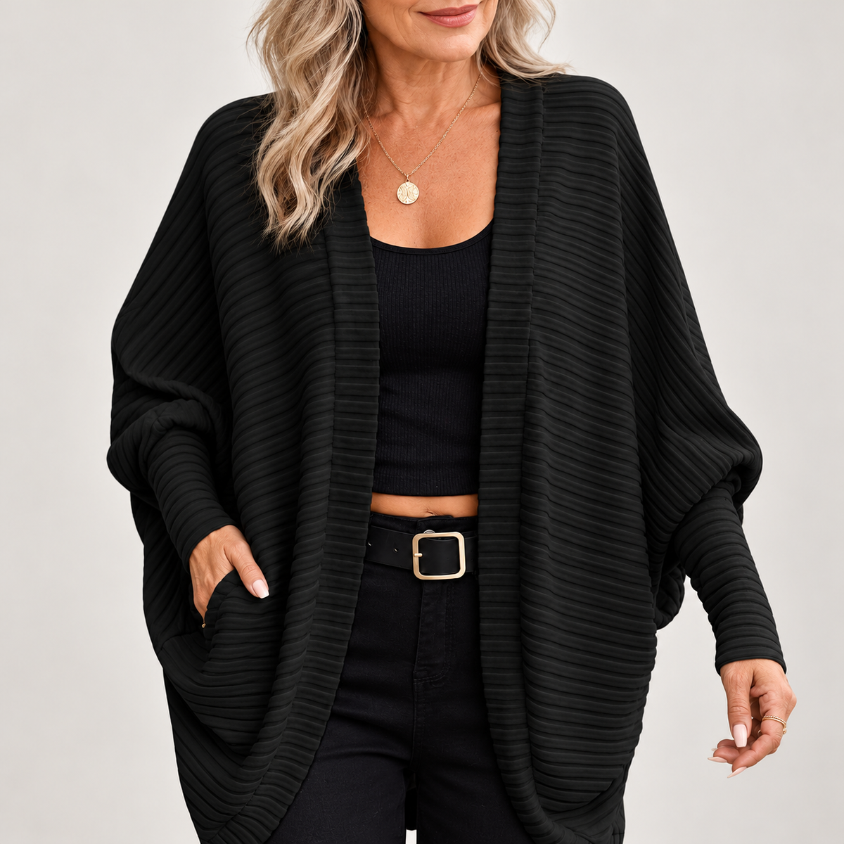 Women's Long Open-Front Cardigan- Relaxed Fit – main product image