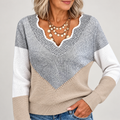 Women's Colour-Block V-Neck Jumper – main product image