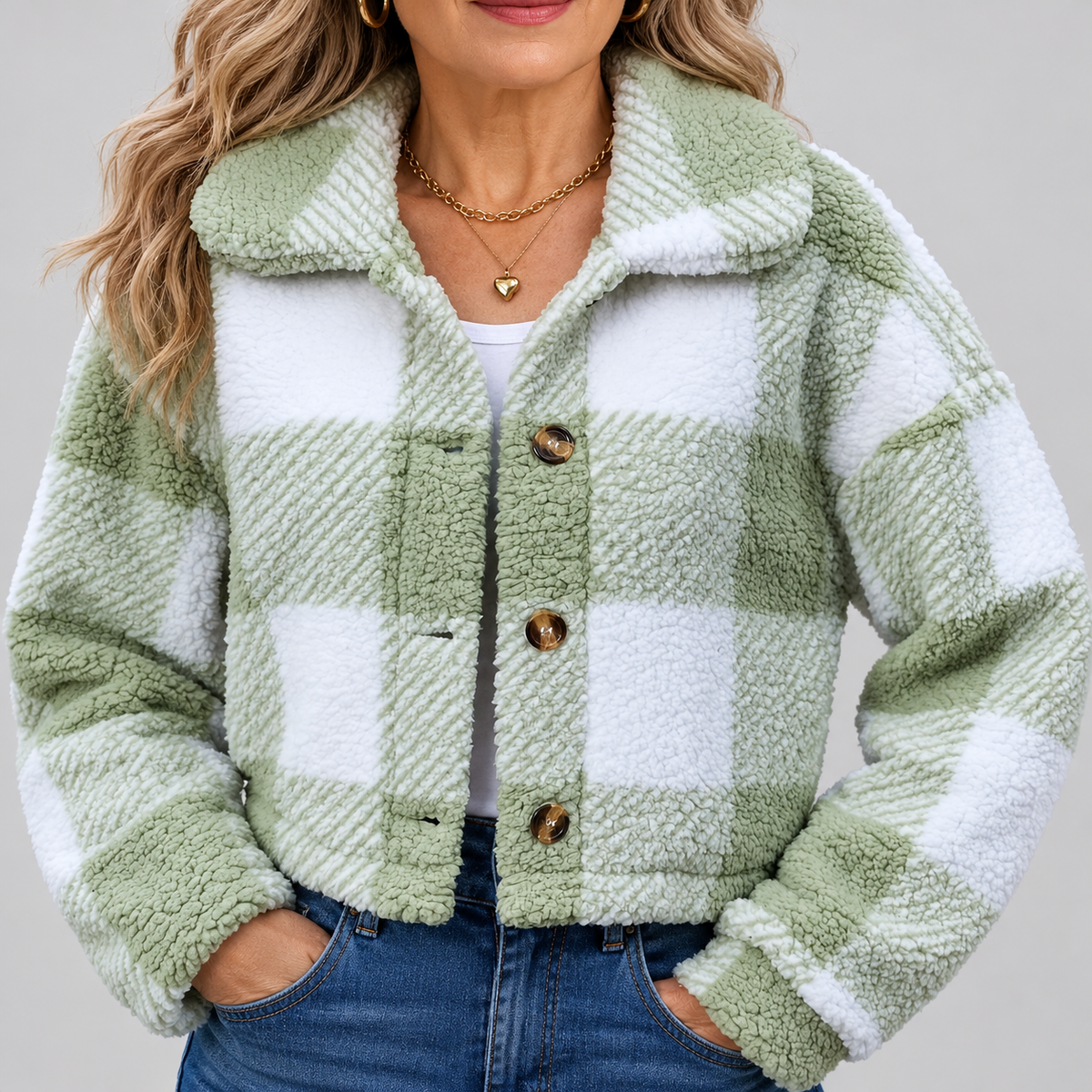 Women's Cropped Check Jacket – main product image