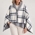 Women's Buttoned Wrap Shawl – main product image