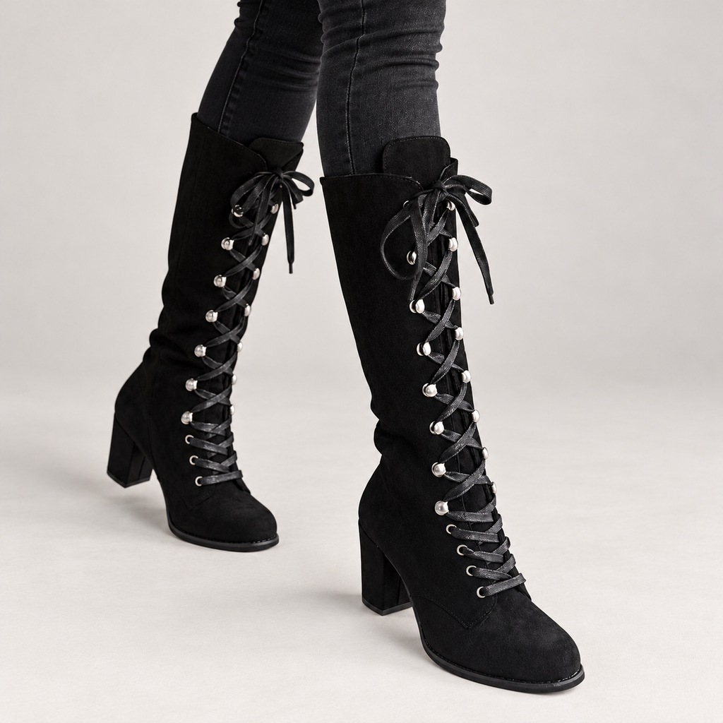 Women's Tall Lace-Up Boots- Chunky Heel – main product image