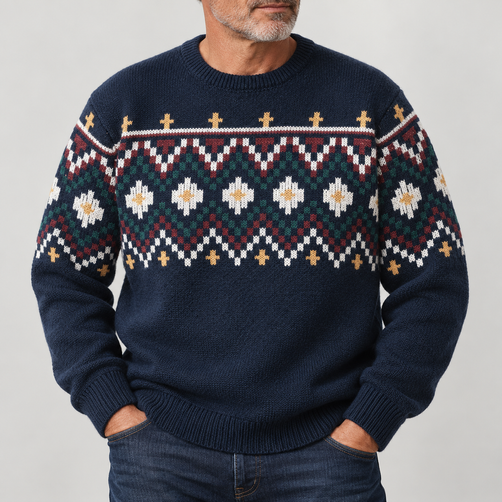 Men's Patterned Jumper- Crew Neck Knitwear – main product image