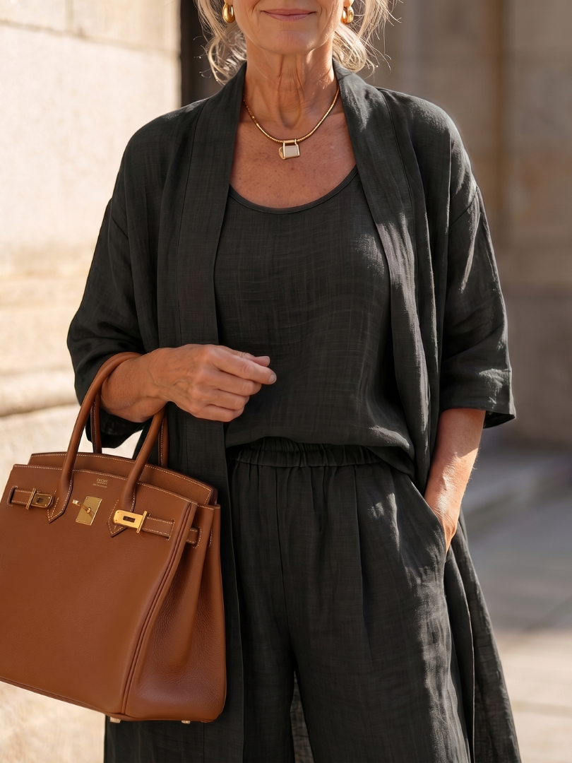 Women's Three-Piece Trouser Set- Relaxed Fit