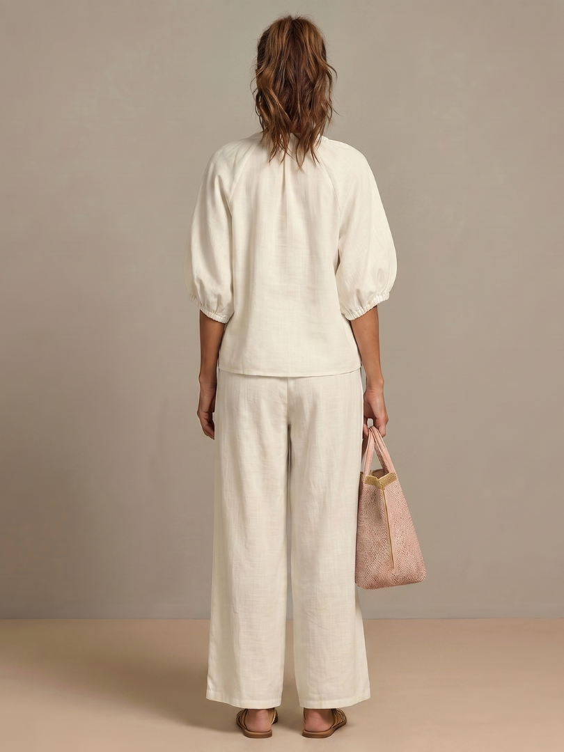 Women's Two-Piece Trouser Set- Zip-Front Blouson