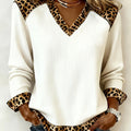 Women's V-Neck Top - Long-Sleeve Printed Blouse