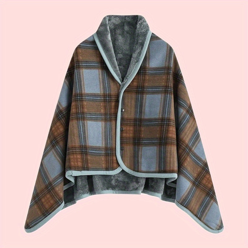Women's Buttoned Wrap Shawl