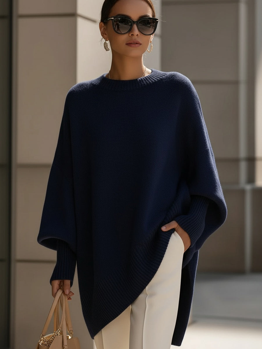 Women's Oversized Jumper - Wide-Neck Knit Top