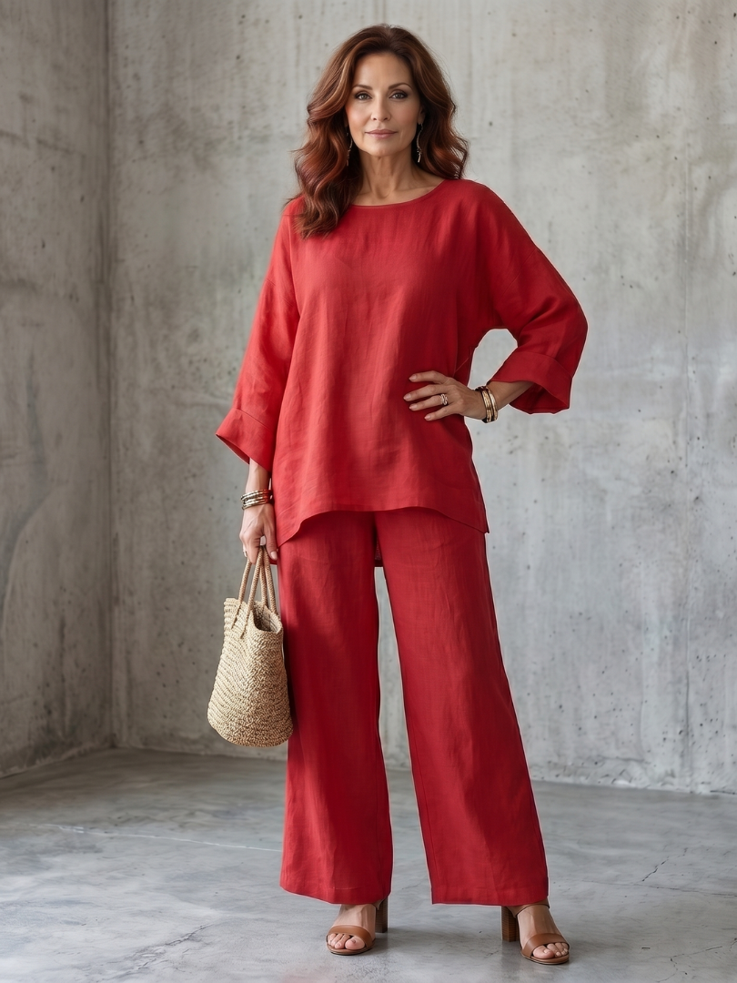Women's Oversized Tunic and Wide-Leg Trouser Set
