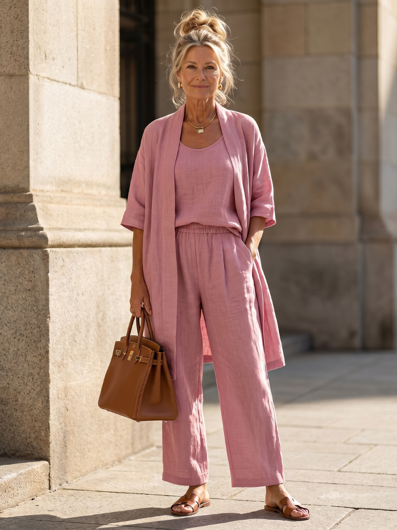 Women's Three-Piece Trouser Set- Relaxed Fit