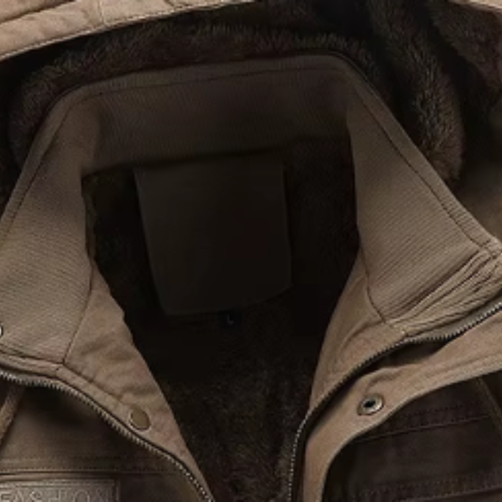 Men's Zip-Front Jacket- Button Placket and Stand Collar