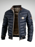 Men's Quilted Jacket - Stand-Collar Zip-Up Outerwear