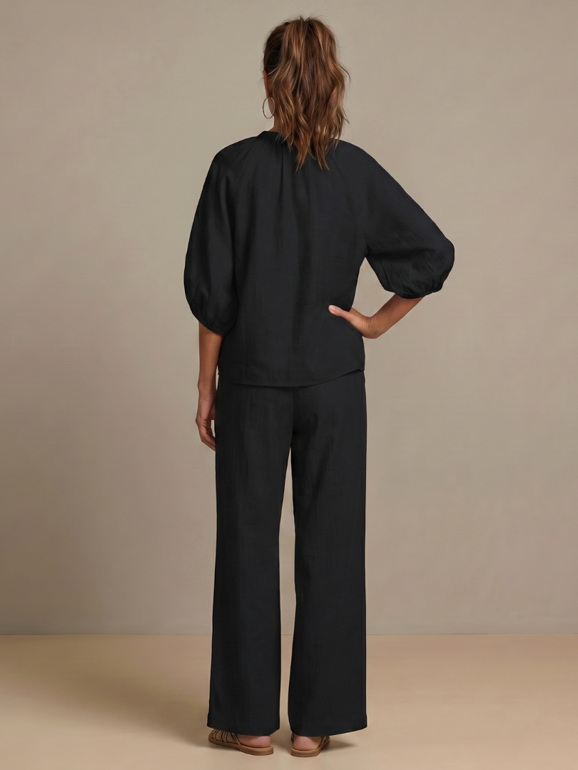 Women's Two-Piece Trouser Set- Zip-Front Blouson