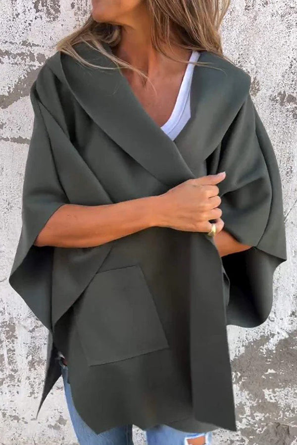 Women's Oversized Cape Coat- Notched Collar