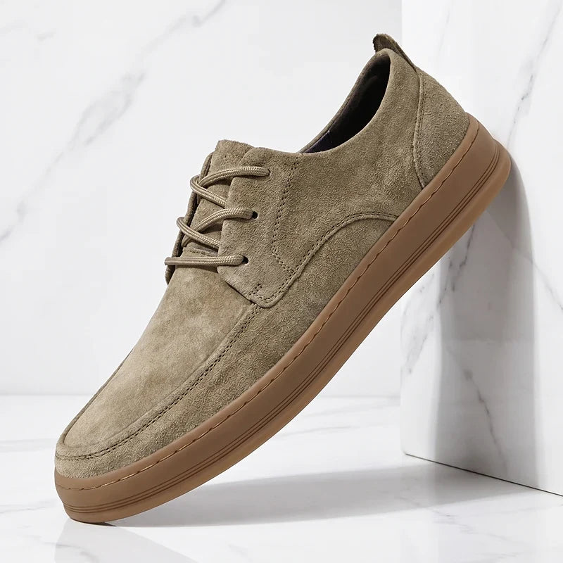 Men's Low-Top Trainers- Suede-Look Upper and Gum-Tone Sole
