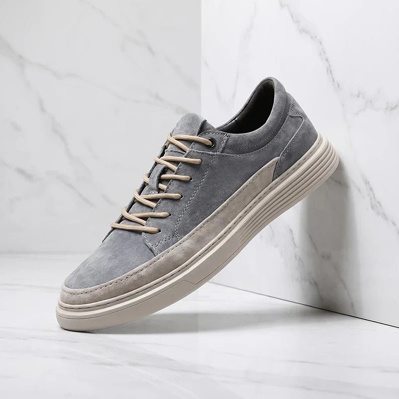 Men's Lace-Up Trainers- Suede-Look Panelled Upper